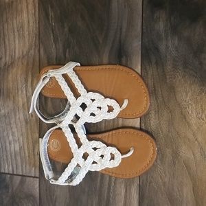 Wonder nation sandals, toddler 9, white straps and tan footbed